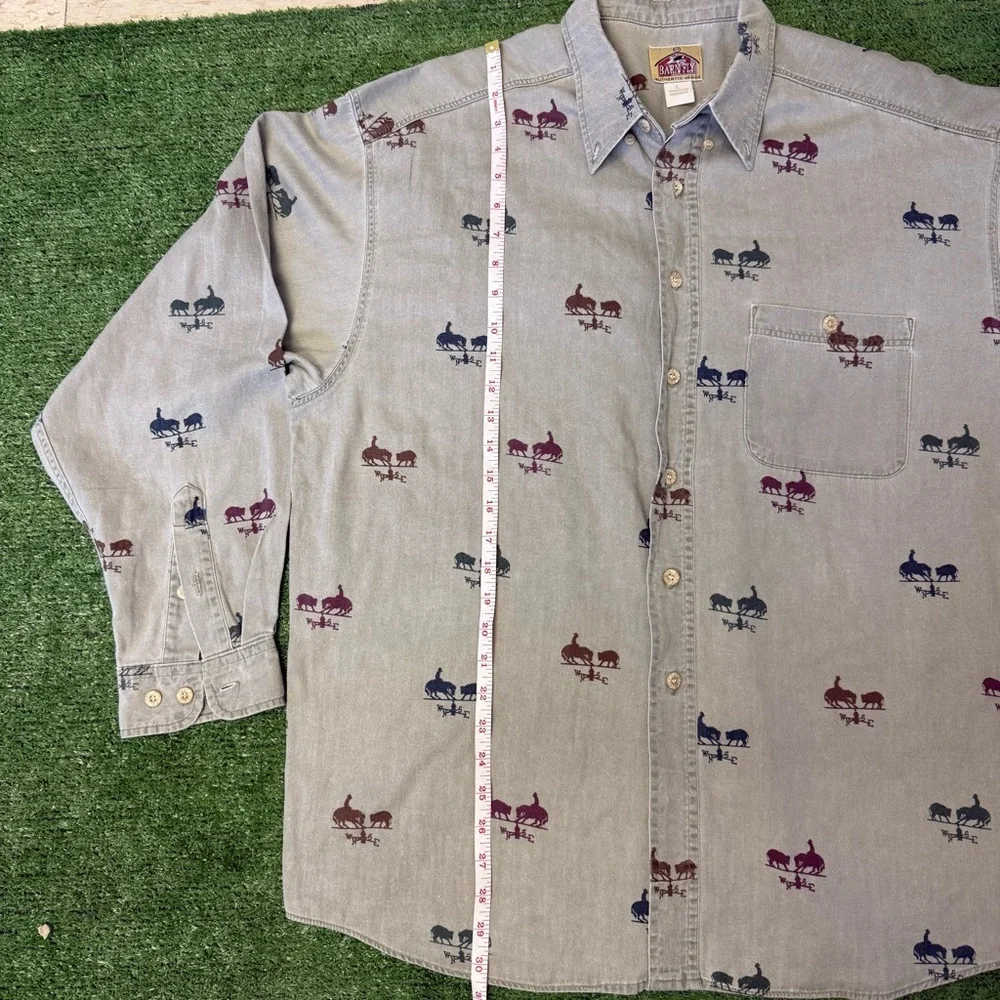 Vintage barnfly Button-Up Shirt with cowboy and Horse Print, size Large - Picture 4 of 6
